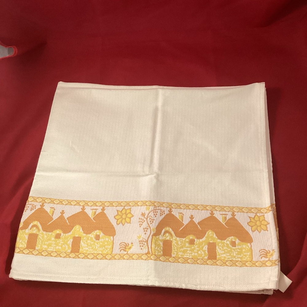 Nice white and yellow embroidered tablecloth